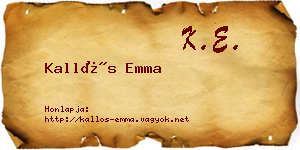 Kallós Emma névjegykártya